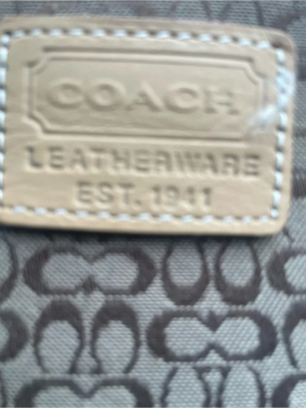 Coach Brown Signature Canvas Wristlet with Tan Leather Patch